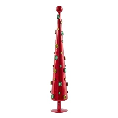 Abete di Vetro con Pietre Preziose Rosso Lucido EDG –...