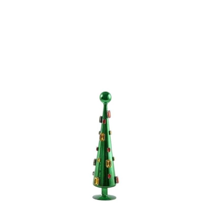 EDG Abete verde smeraldo con pietre colorate alto 34 cm