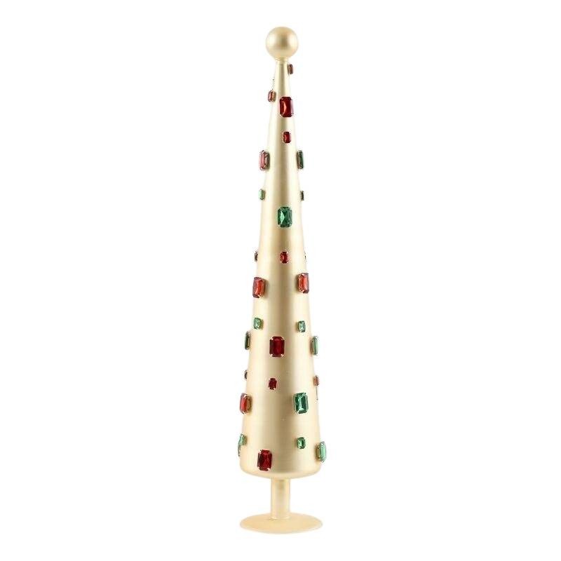 Abete di Vetro con Pietre Preziose Oro EDG – Altezza 61 cm