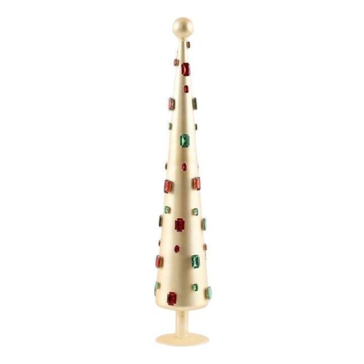 EDG Abete in vetro oro con pietre colorate alto 61 cm