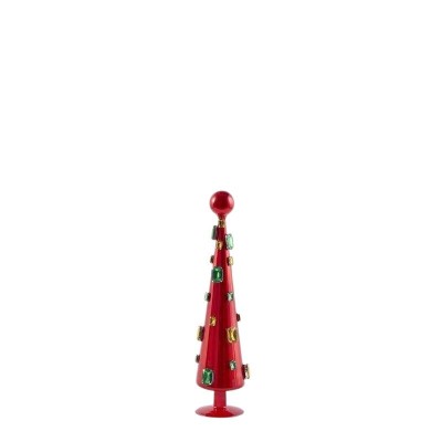 Abete di Vetro con Pietre Preziose Rosso Lucido EDG –...