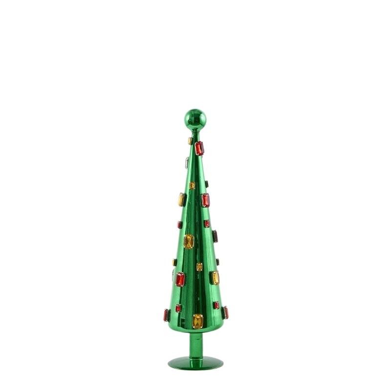 Abete di Vetro con Pietre Preziose Verde Smeraldo EDG – Altezza 45 cm