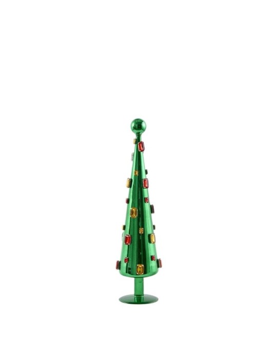 Abete di Vetro con Pietre Preziose Verde Smeraldo EDG – Altezza 45 cm