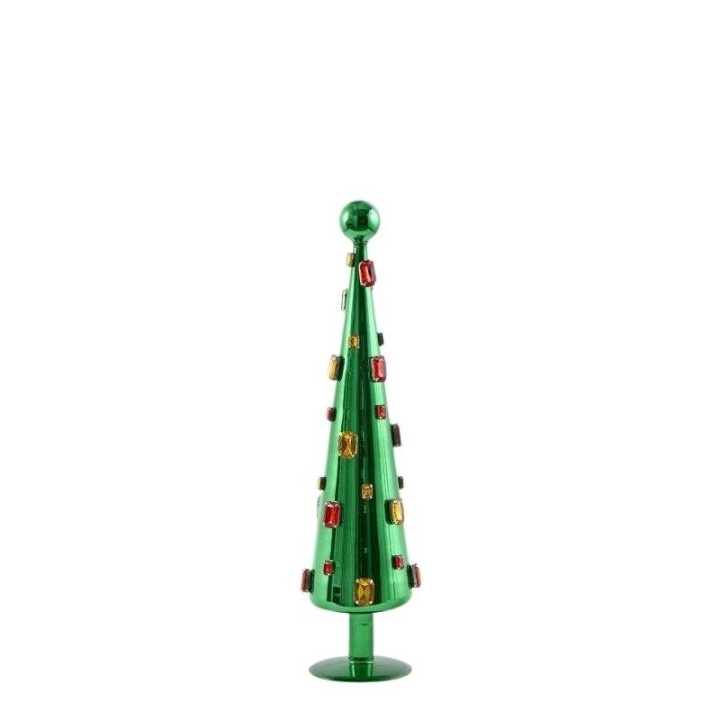 EDG Abete verde smeraldo con pietre colorate alto 45 cm