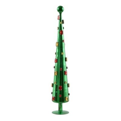 Abete Decorativo in Vetro con Pietre Preziose H61 Verde -...