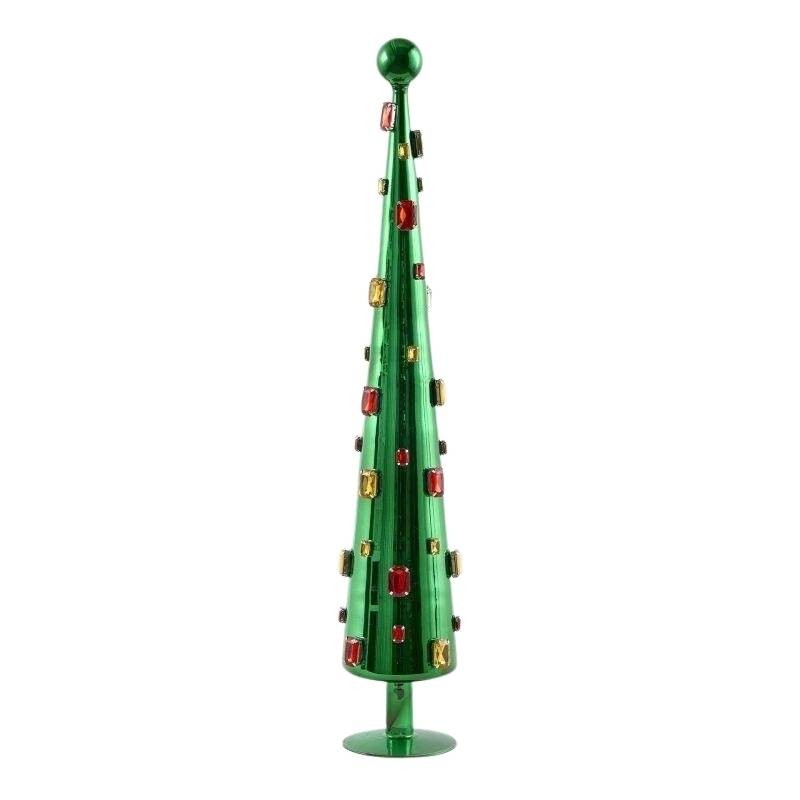 Abete Decorativo in Vetro con Pietre Preziose H61 Verde - EDG Enzo De Gasperi