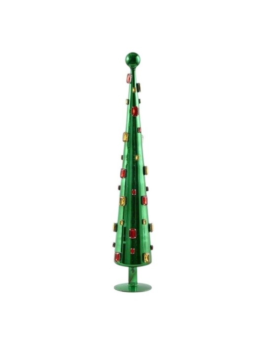 Abete Decorativo in Vetro con Pietre Preziose H61 Verde - EDG Enzo De Gasperi
