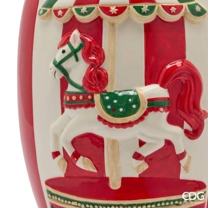 EDG Vaso in ceramica con cavallo da giostra alto 33 cm