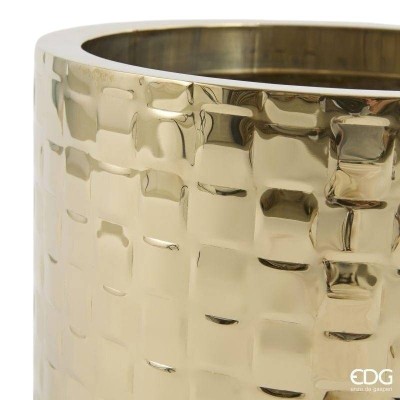 Vaso Rotondo Cilindrico in Metallo con Texture a... 2