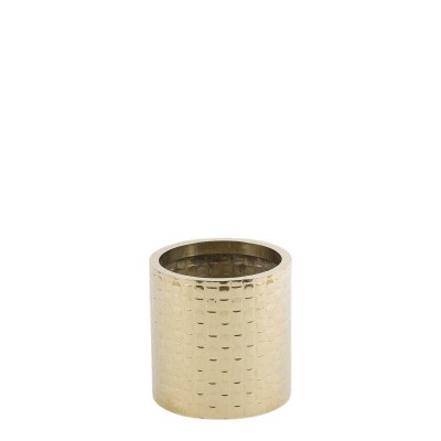 Vaso Rotondo Cilindrico in Metallo con Texture a...