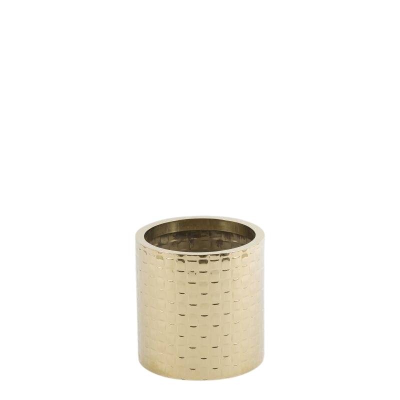 Vaso Rotondo Cilindrico in Metallo con Texture a Intreccio H30 D30 Oro - EDG Enzo De Gasperi