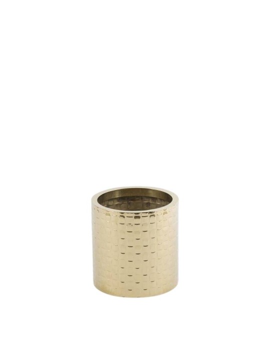 Vaso Rotondo Cilindrico in Metallo con Texture a Intreccio H30 D30 Oro - EDG Enzo De Gasperi