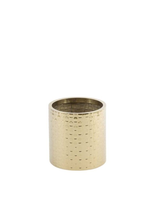 Vaso Rotondo Cilindrico in Metallo Intrecciato H35 D35 Oro - EDG Enzo De Gasperi