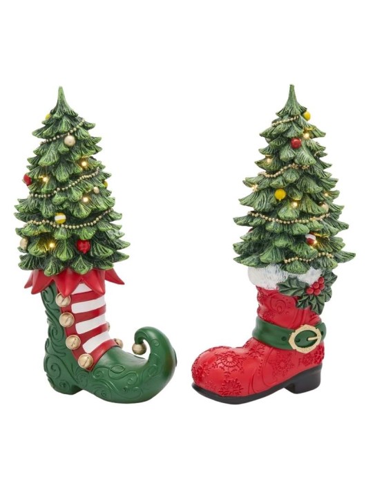 Pino Natalizio Assortito con Stivale LED H39x21x15 cm Verde o Rosso – EDG Enzo De Gasperi (1 Pz)