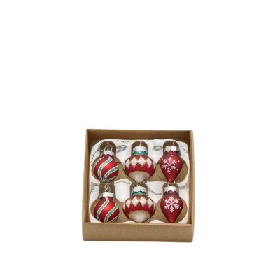 Set 6 Palline di Natale Mix Rosso per Albero di Natale –...