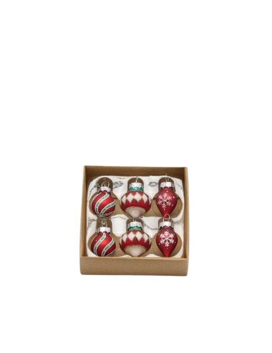 Set 6 Palline di Natale Mix Rosso per Albero di Natale – EDG Enzo De Gasperi