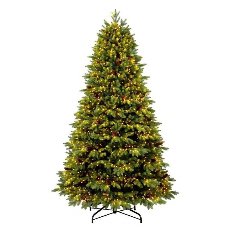 Albero di Natale Artificiale Green H 240 cm con 9000 Micro LED Integrati e Pigne – Flora