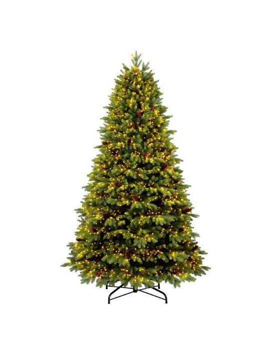 Albero di Natale Artificiale Green H 240 cm con 9000 Micro LED Integrati e Pigne – Flora