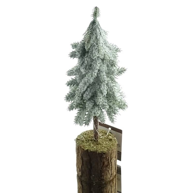 Mini Albero di Natale Effetto Neve con Tronco in Legno H 26 cm Ø 7 cm – Kaemingk
