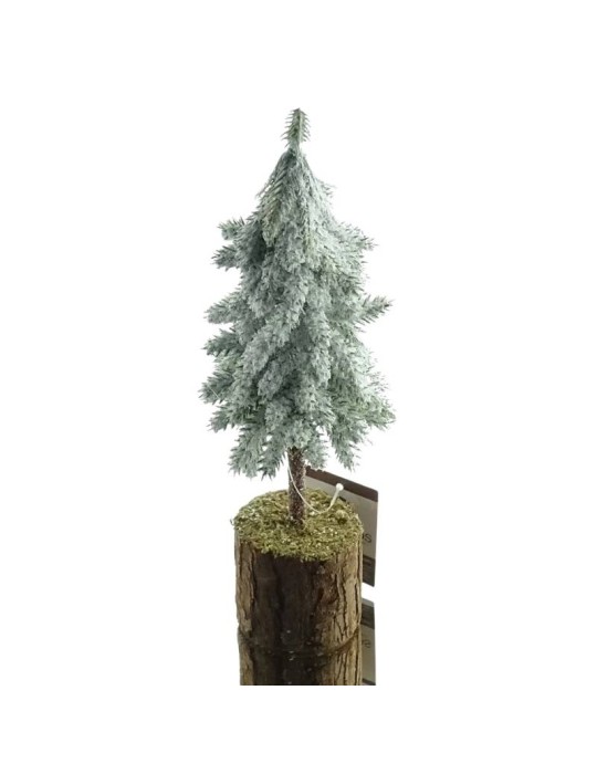 Mini Albero di Natale Effetto Neve con Tronco in Legno H 26 cm Ø 7 cm – Kaemingk