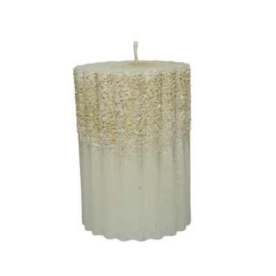 Candela Cilindrica Decorativa Scanalata con Glitter...