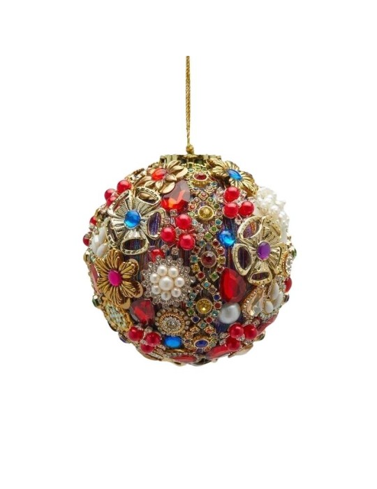 Sfera Decorativa con Perline e Gioielli Supreme EDG Enzo De Gasperi Ø 10 cm – Multicolore