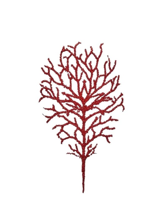 Ramo Decorativo Corallo Marino Glitterato Rosso EDG Enzo De Gasperi H 40 cm
