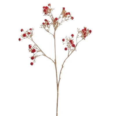Gambo Gypsophila Decorativo con Fiori Rossi e Stelo Oro...