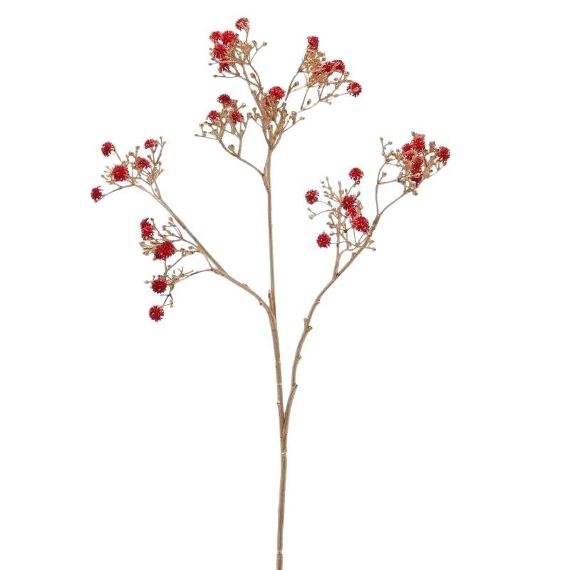 Gambo Gypsophila Decorativo con Fiori Rossi e Stelo Oro EDG Enzo De Gasperi H 68 cm