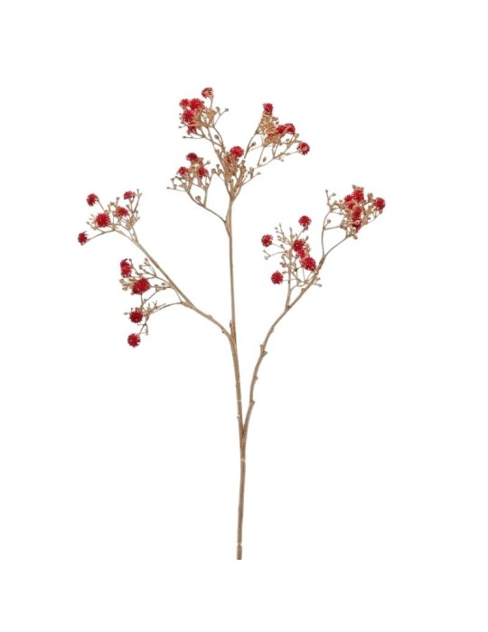 Gambo Gypsophila Decorativo con Fiori Rossi e Stelo Oro EDG Enzo De Gasperi H 68 cm