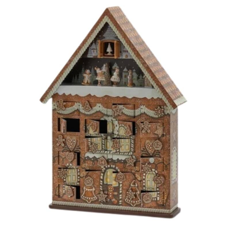 Casetta Calendario dell'Avvento con Carillon, Movimento e Luci LED H62 cm – Enzo De Gasperi (EDG)