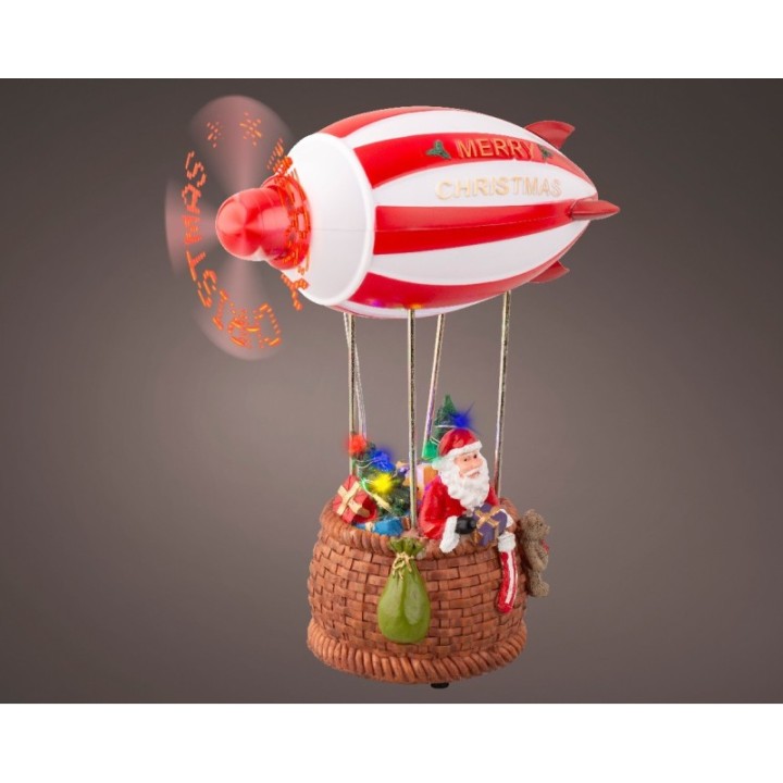 Kaemingk Mongolfiera con Babbo Natale e 8 LED alta 20,5 cm