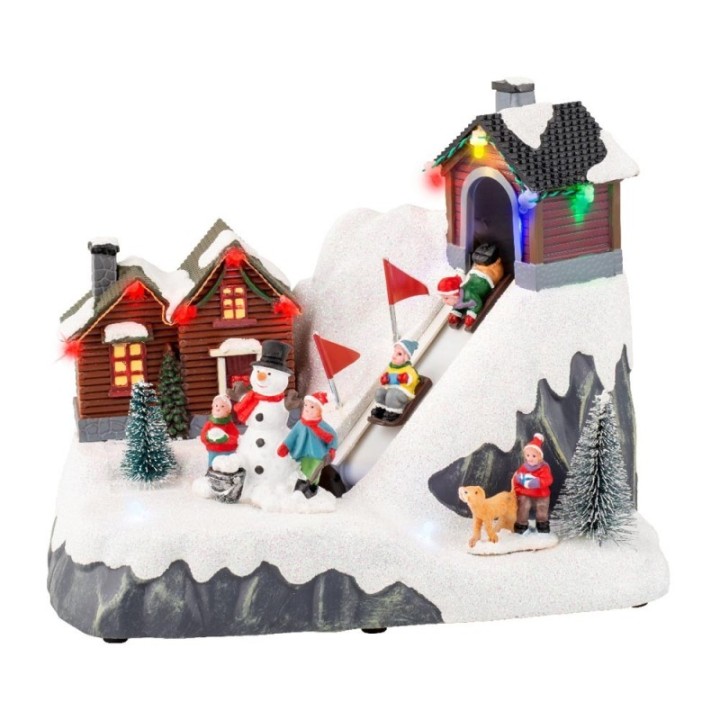 Kaemingk Villaggio animato con slittini alto 17 cm