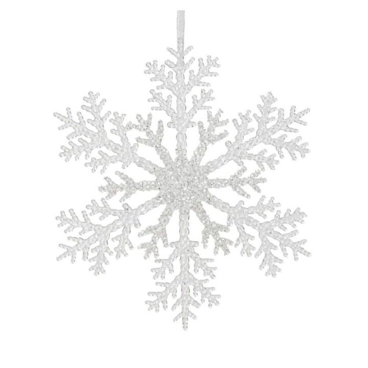 Kaemingk Fiocco di neve da appendere glitter argento Ø 32 cm
