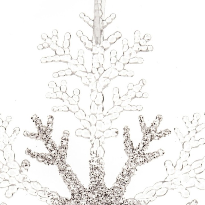 Kaemingk Fiocco di neve da appendere glitter argento Ø 32 cm