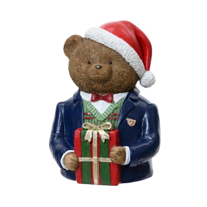 Kaemingk Busto di orsetto con pacco regalo alto 14 cm