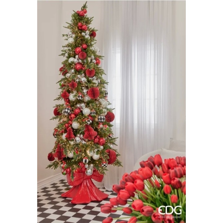 EDG Base a fiocco per albero rossa lucida alta 57 cm