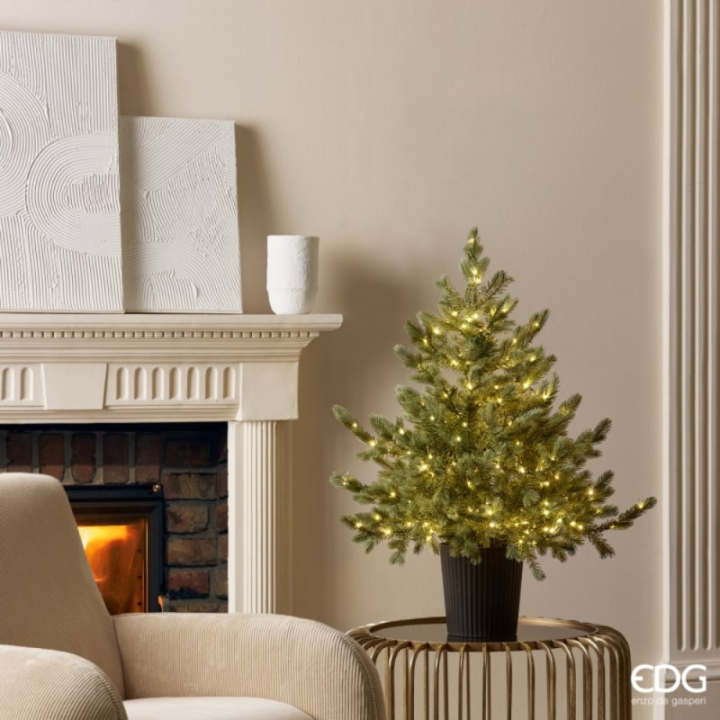 EDG Albero di Natale Pino Argentato in vaso 90 cm 240 LED