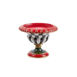 EDG Vaso a coppa a scacchi con bordo rosso e oro alto 26 cm