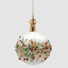 EDG Pallina Mille Perle bianca in vetro con stella Ø 10 cm