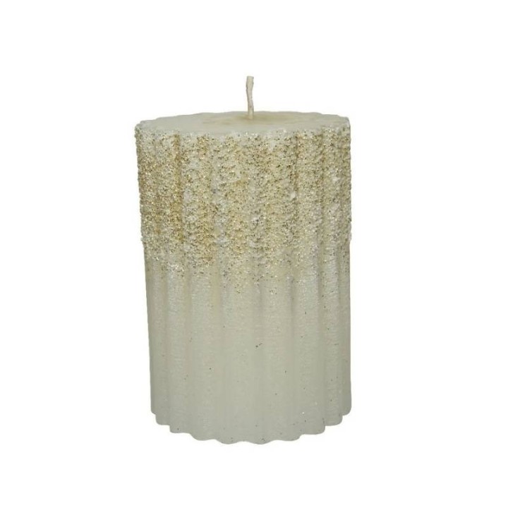 Kaemingk Candela scanalata con glitter Ø 7 cm alta 10 cm