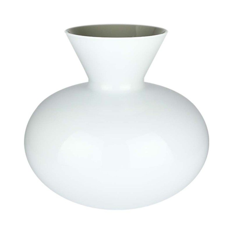 Vaso Idria Venini Lattimo e Talpa H27 cm in Vetro di Murano Soffiato