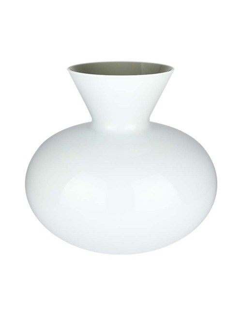 Vaso Idria Venini Lattimo e Talpa H27 cm in Vetro di Murano Soffiato