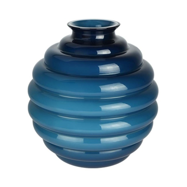 Venini – Vaso Decò in Vetro Soffiato Opalino colore Orizzonte (H 29 cm)
