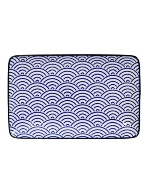 Nippon Blue Plate Set6 w/Chop 21x13.5 & 9.5x3cm Wa