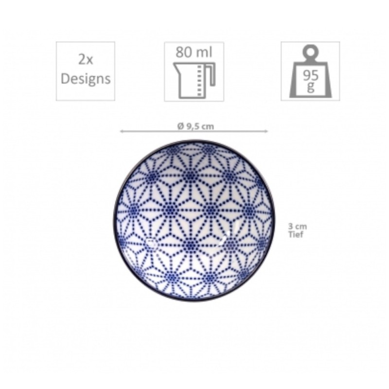 Nippon Blue Plate Set6 w/Chop 21x13.5 & 9.5x3cm Wa