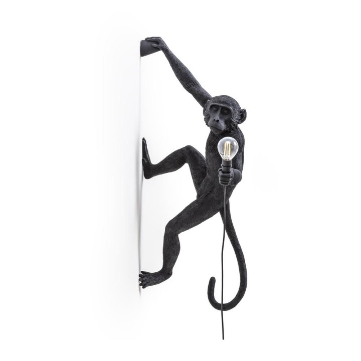 Seletti Monkey Lamp nera appesa mano destra 65 cm
