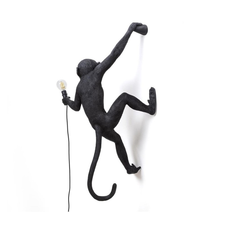 Seletti Monkey Lamp nera appesa mano destra 65 cm