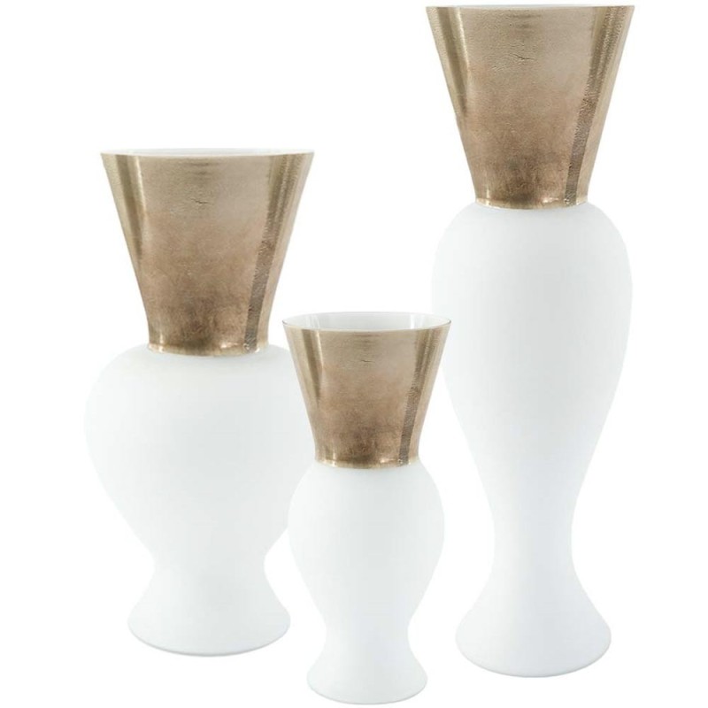 Vaso Re Lattimo Venini in Vetro di Murano – h...