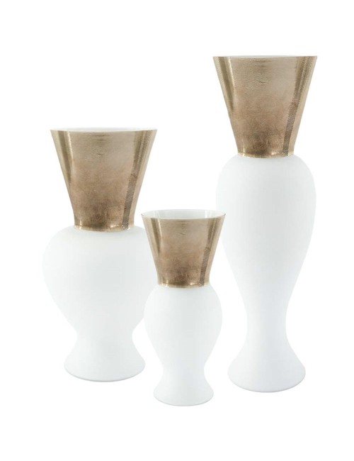 Vaso Re Lattimo Venini in Vetro di Murano – h...